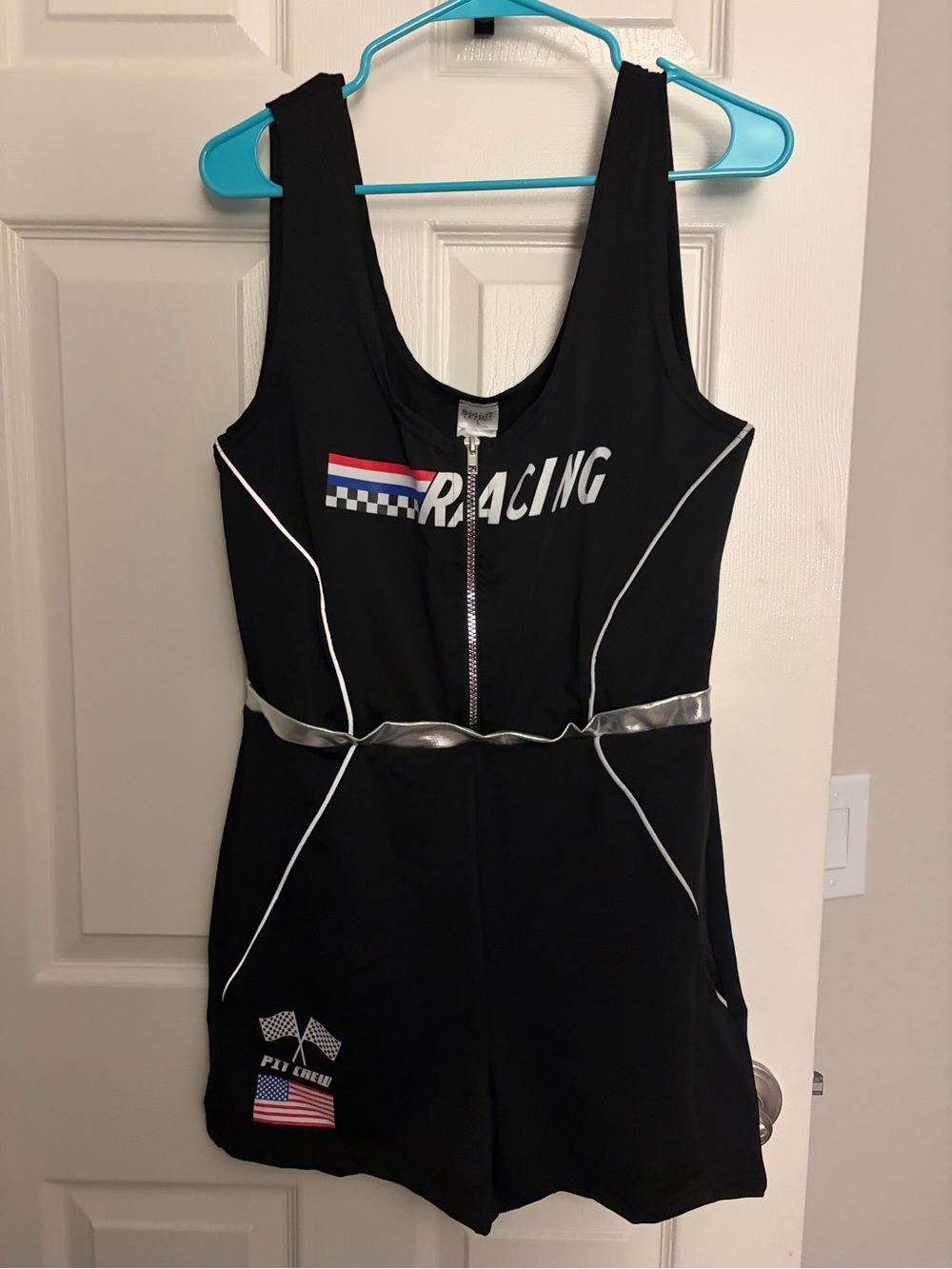 Race car driver racing Print Black One-Piece Romper